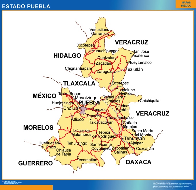 Mapa De Puebla MéXico - United States Map States District